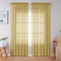 Simplebrand Gold Sheer Curtains 90 Inches Long 2 Panels, Light Filtering Rod by Simplebrand