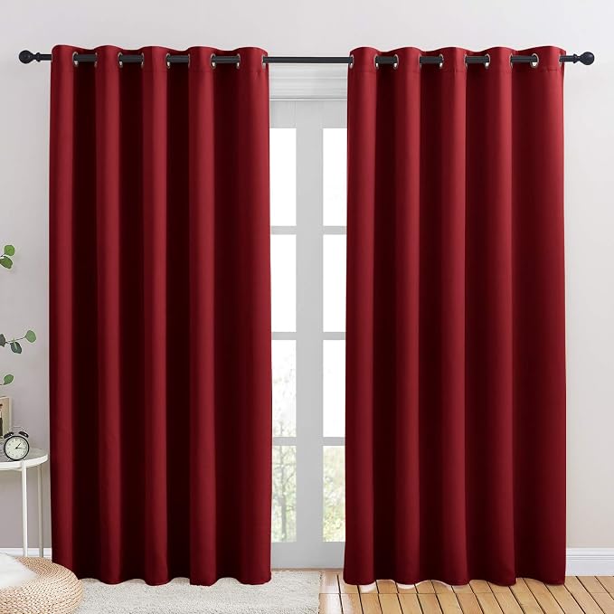 NICETOWN Christmas Burgundy Bedroom Curtains Blackout Draperies, Home by NICETOWN