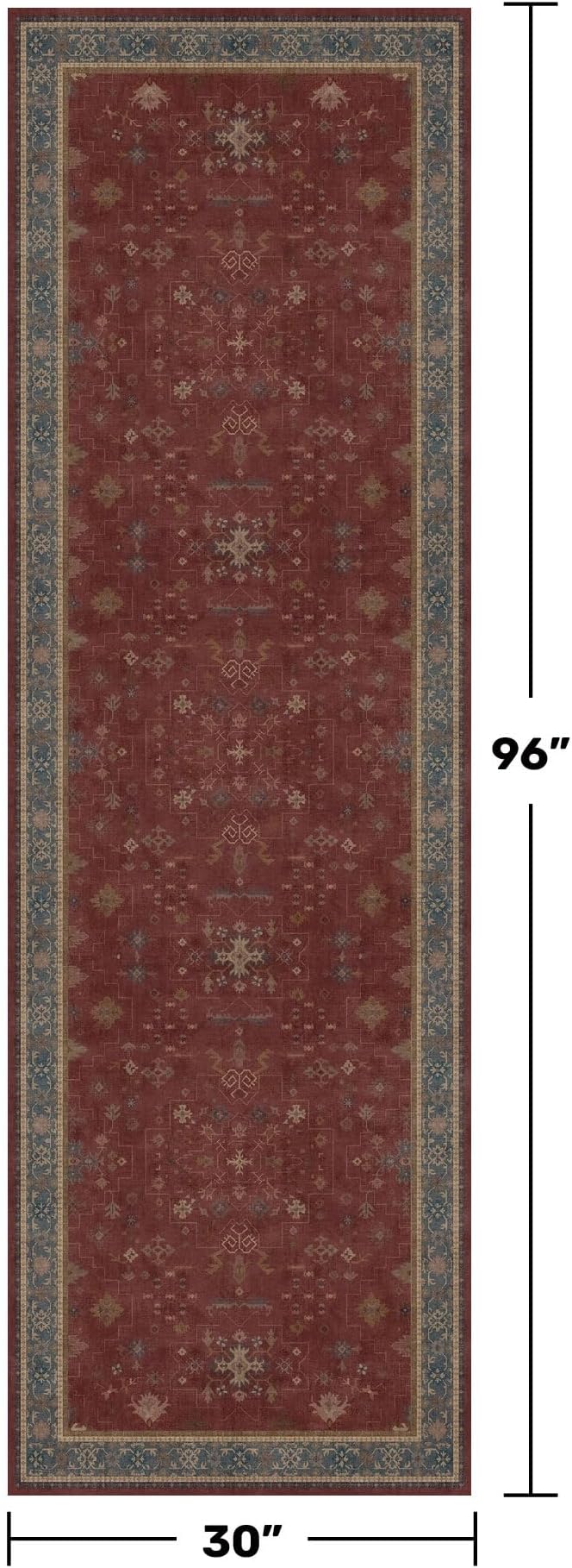 Dark Red 2'6''x8' Wide Hallway Runner Rug - Image 2