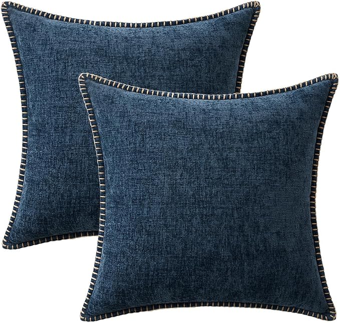 MIULEE Pack of 2 Couch Throw Pillow Covers 18x18 Inch Dark Blue Farmhouse - Image 6
