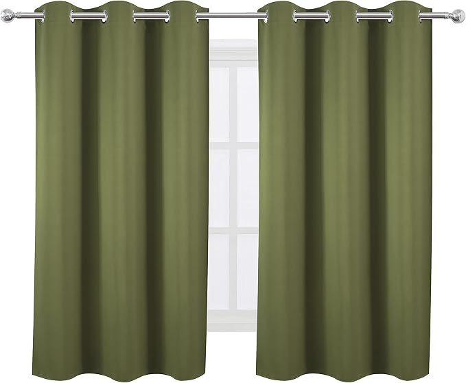 LEMOMO Oilve Green Blackout Curtains 38 x 54 Inch Length/Set of 2 Curtain - Image 2