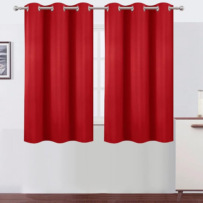 LEMOMO Blackout Curtains 38 x 54 inch/Bright Red Curtains Set of 2 by Lemomo