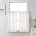 Lecloud Leia Sheer Ivory Kitchen Curtains 36 Inch Length 2 Pcs, Jacquard Leaf by Lecloud