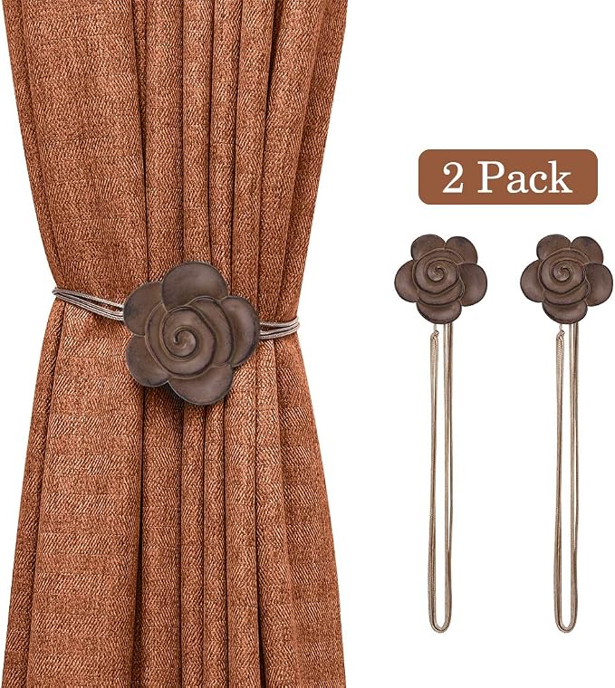 Lewondr Magnetic Curtain Tieback, Vintage Curtain Holdback, Resin Flower - Image 8