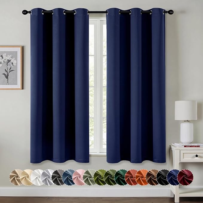 MIULEE Blackout Curtains for Bedroom 2 Panels 34 x 45 Inch Long Navy Blue | by MIULEE
