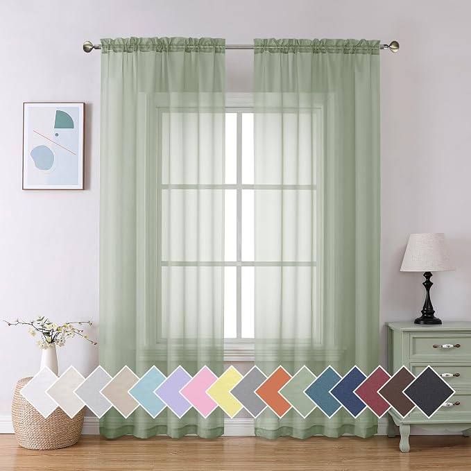 Aiyufeng Sheer Bedroom Curtains 2 Panel Sets 84" Inch Length by Aiyufeng