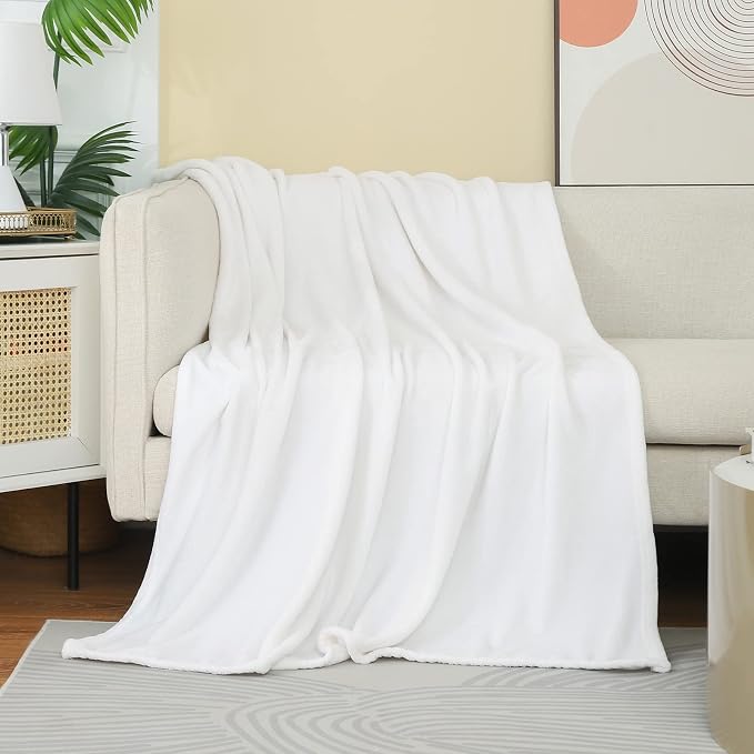 Christmas White Throw Blanket, Super Soft Cozy Blanket by JIAHANNHA