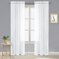 DWCN White Sheer Curtains Semi Transparent Voile Rod Pocket Curtains by DWCN
