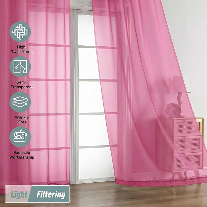 Sheer Curtains 84 Inches Long 2 Panels, Elegant Airy Transparent Light - Image 5