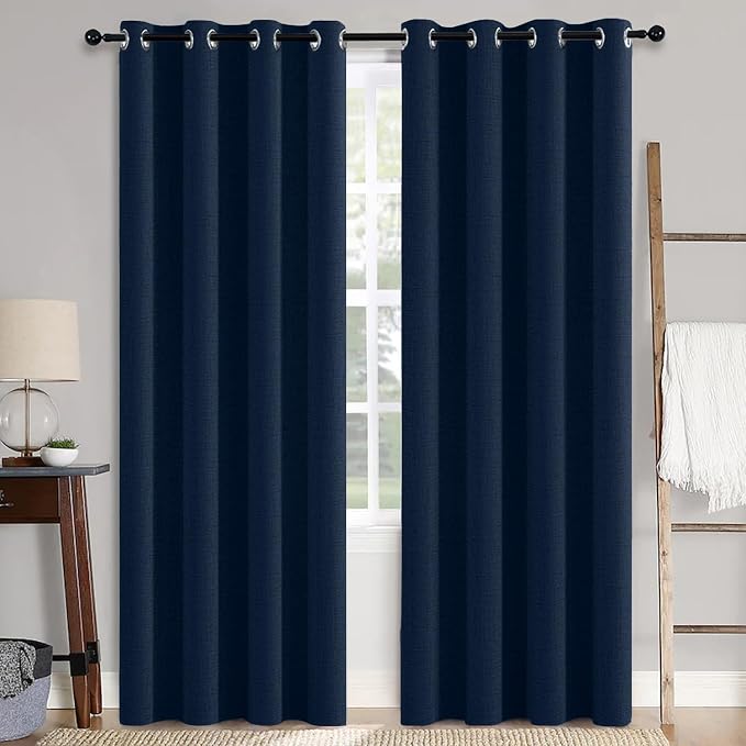 MIULEE 100% Blackout Linen Textured Curtains by MIULEE