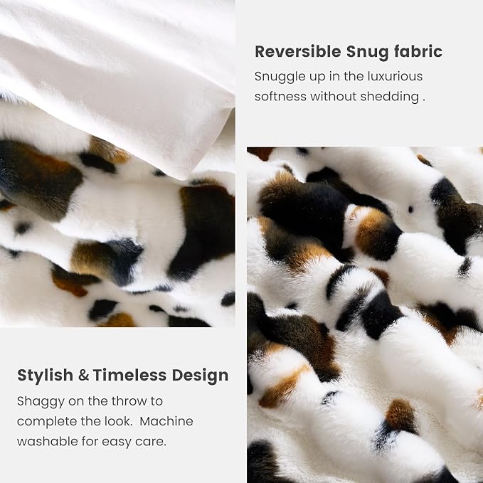 Cozy Bliss Cow Print Faux Fur Throw Blanket - Image 6