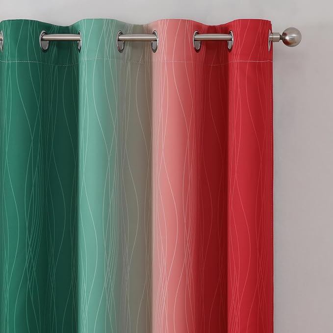 Estelar Textiler Red and Green Christmas Blackout Curtains - Image 4