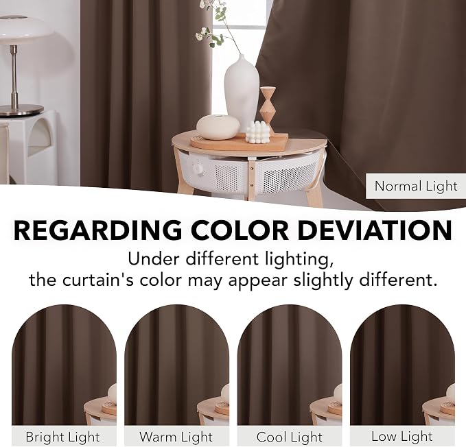 Deconovo Blackout Curtains, Thermal Insulated, W42 x L72 2 Panels, Back Tab - Image 6