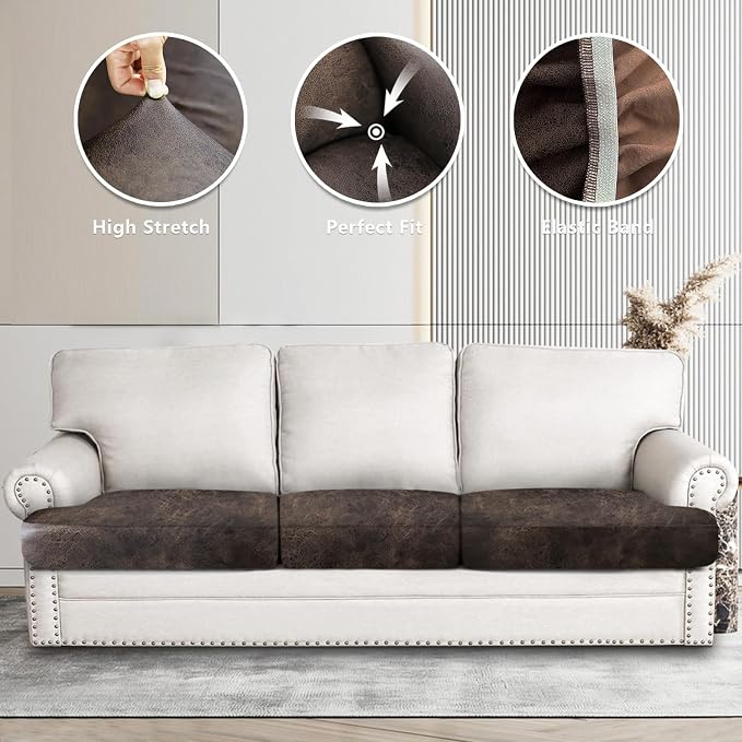 Leather Look Couch Cushion Covers Sofa Seat Slipcovers Sets Couches Furniture - Image 6