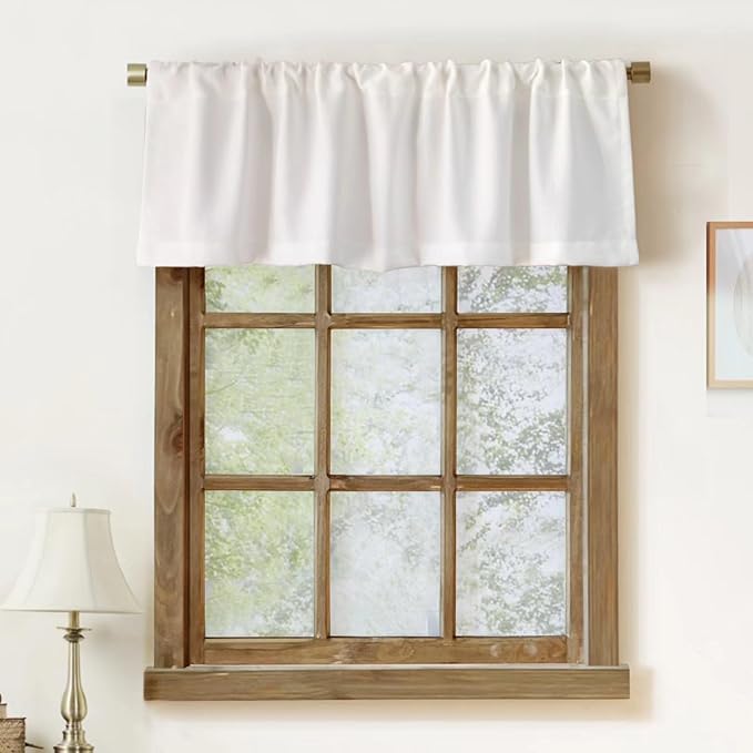 Faux Linen Valance for Windows Kitchen Living Room Valances Rod Pocket by Oindec