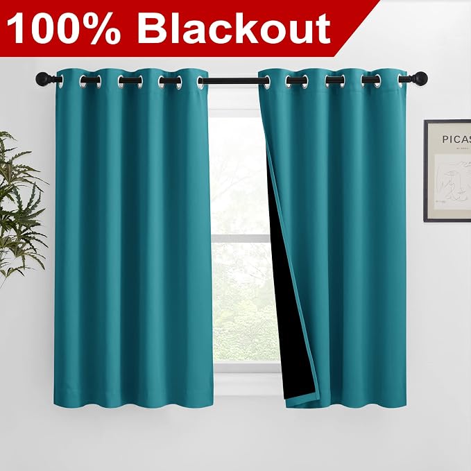 NICETOWN 100% Blackout Curtains 54 inches Long, Double-Deck Completely Blackout - Image 2