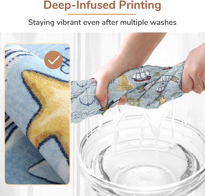OPPODREAM Nautical Soft Area Rugs 5x7, Washable Blue Rug - Image 7