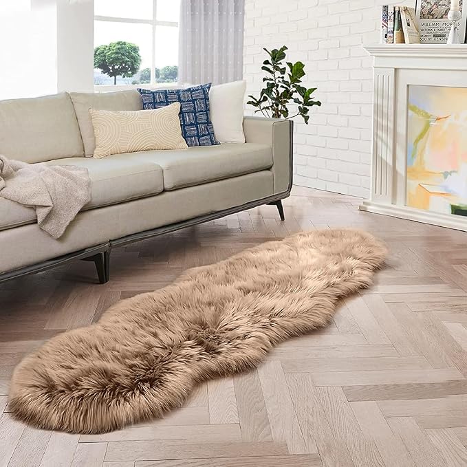 ORINOVA Beige Furry Washable Area Rugs by ORINOVA