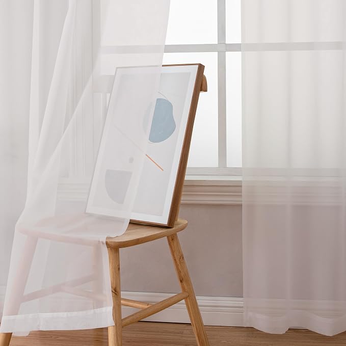 Chyhomenyc Ivory Sheer Curtains 96 Inch Length 2 Panels Set, Elegant Light - Image 7