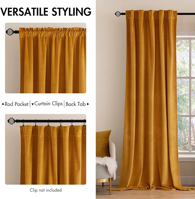 MIULEE Velvet Curtains 96 inches 2 Panels - Image 2