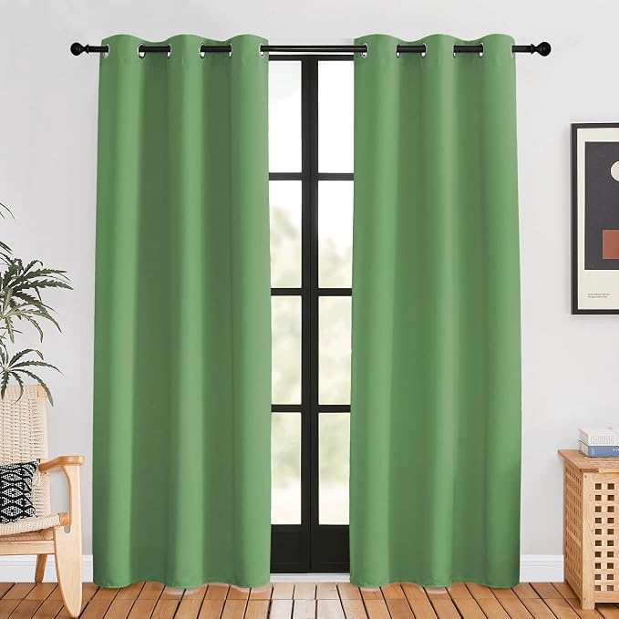 NICETOWN Blackout Window Curtains 80 inch Long, 2 Panels, 34 inch, Forest Green by NICETOWN
