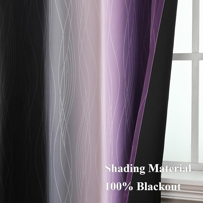 Estelar Textiler Purple and Black Ombre Blackout Curtains 102 Inches Long 2 - Image 5