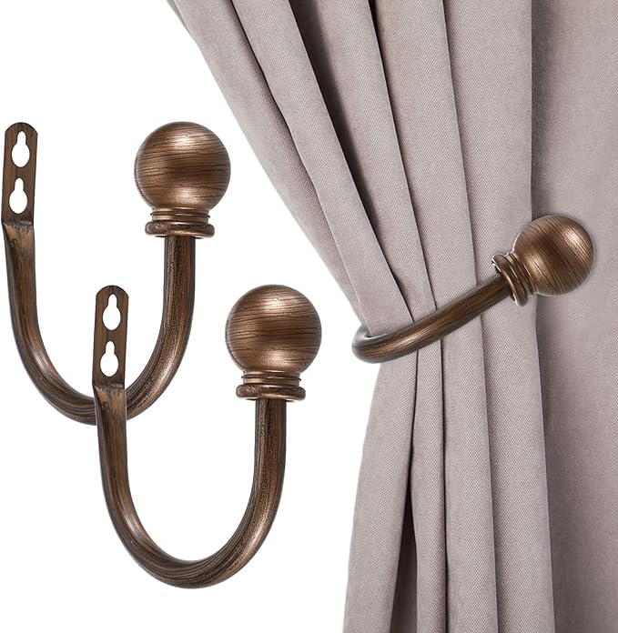 Sumnacon Set of 2 Decorative Curtain Holdbacks, Wall Mounted Aluminum Alloy by Sumnacon