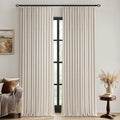 MIULEE Beige Pinch Pleated 100% Blackout Linen Curtains 40x96 Inches | Room by MIULEE