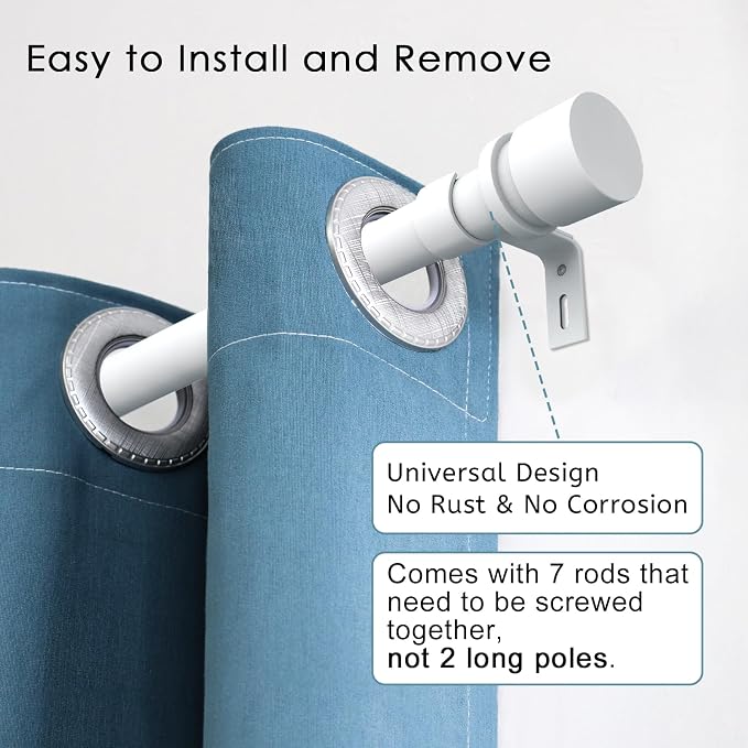 Byondeth Curtain Rods for Windows 16 to 120 Inches Adjustable Length 1 Inch - Image 2