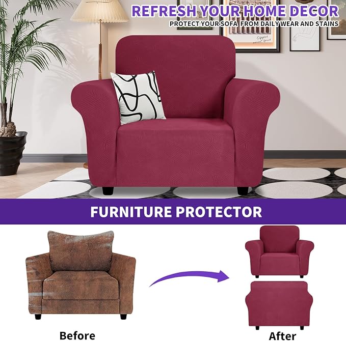 ZNSAYOTX Super Stretch Chair Slipcover, New Striped Sofa Chair Covers - Image 2