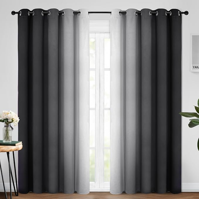 Yakamok Room Darkening Ombre Curtains 84 Inch Length, Light Blocking Grommet by Yakamok