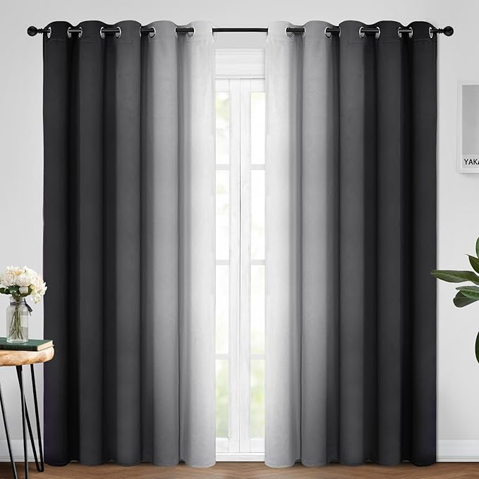 Yakamok Room Darkening Ombre Curtains 96 Inch Length, Light Blocking Grommet by Yakamok