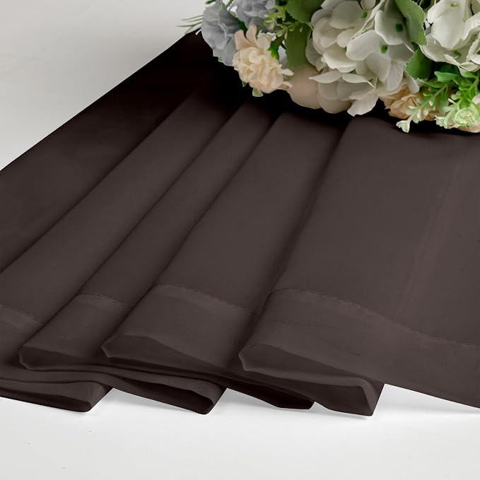 Lecloud Sheer Curtains 45 Inch Length 2 Panels Set, Chocolate Solid Voile Rod - Image 3