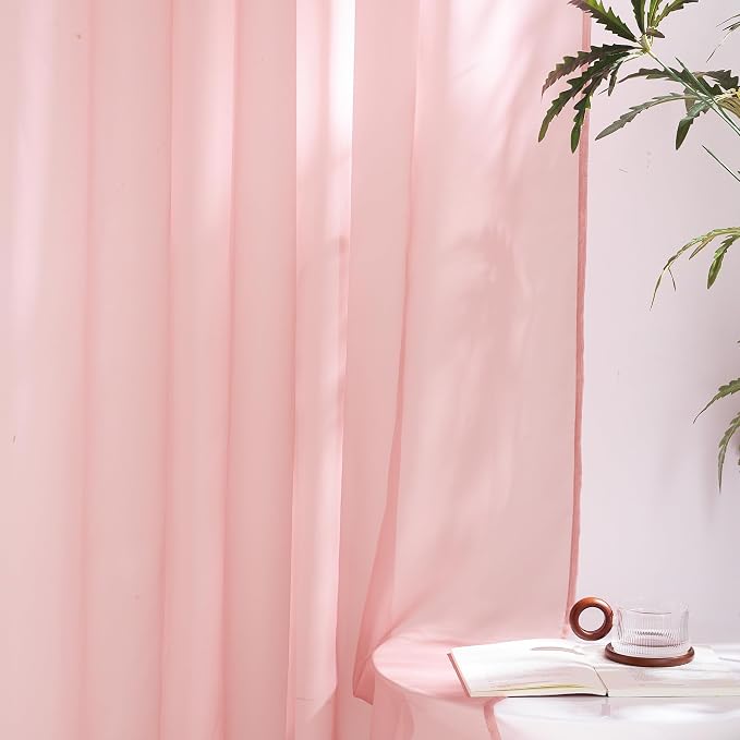 NICETOWN Voile Sheer Baby Pink Curtains - Image 5