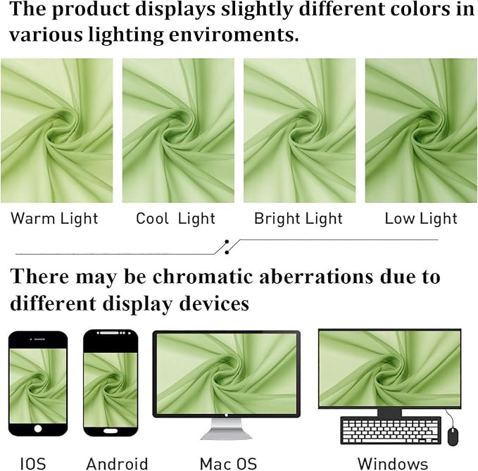 Lecloud Lime Sheer Curtains 84 Inches Long 2 Panels, Solid Voile Light - Image 4