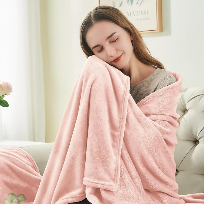 BEDELITE Fleece Blankets Queen Size Pink Morn Throw Blankets - Image 3