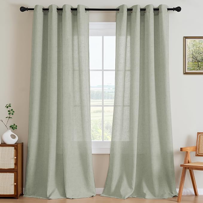 H.VERSAILTEX 2 Pack Ultra Luxurious High Woven Linen Elegant Curtains Semi by HVERSAILTEX