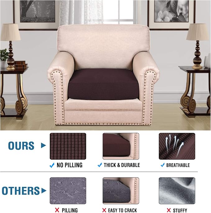 H.VERSAILTEX Stretch Couch Cushion Covers Individual Seat Sofa Chair Slipcovers - Image 2
