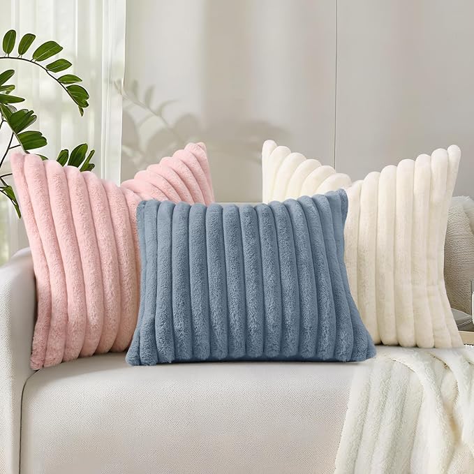 decorUhome Summer Cozy Faux Fur Throw Pillow Covers 26x26 Set of 2 Decorative - Image 8