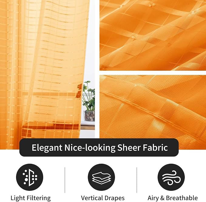 SpaceDresser Check Sheer Curtains 84 Inches Long - Image 4