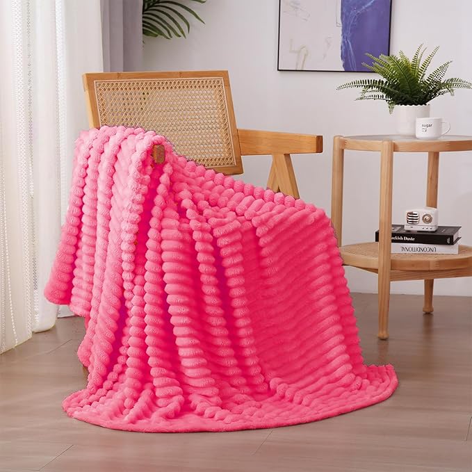 Valentines Day Decorations Hot Pink Fleece Throw Blanket 50”×60” by linecooo
