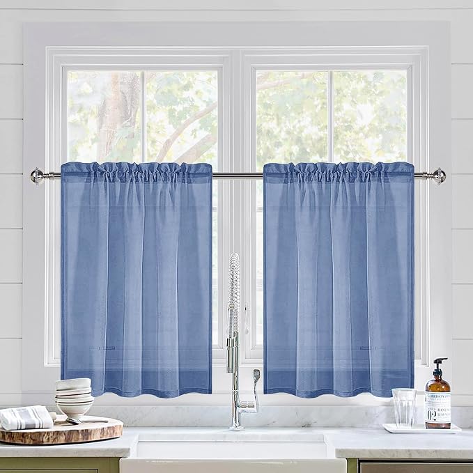 DWCN Sheer Curtains Semi Transparent Voile Rod Pocket Curtains by DWCN