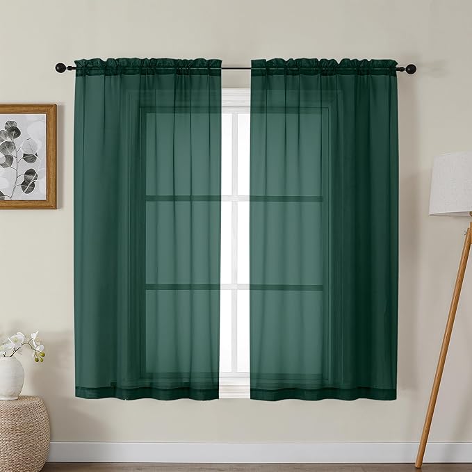 Gwine Hunter Green Sheer Curtains by Gwine