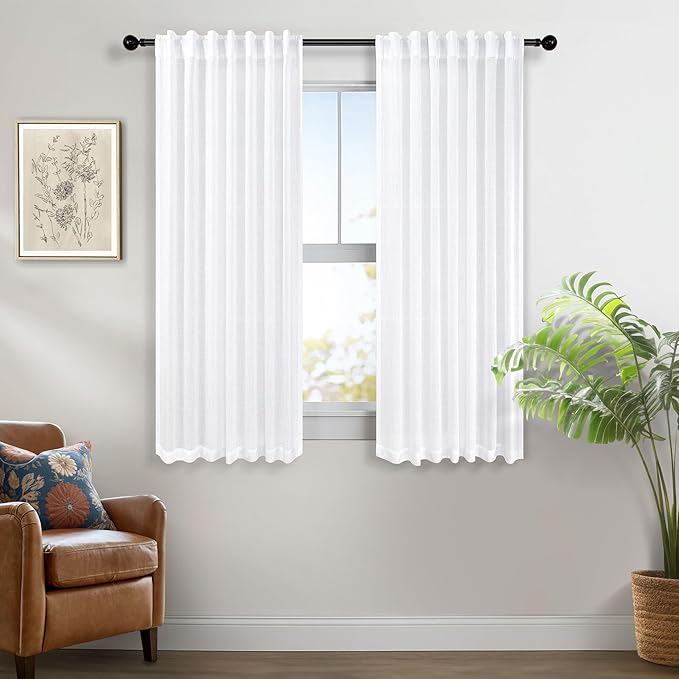 Pitalk Solid White Curtains 54 Inch Length - Image 6