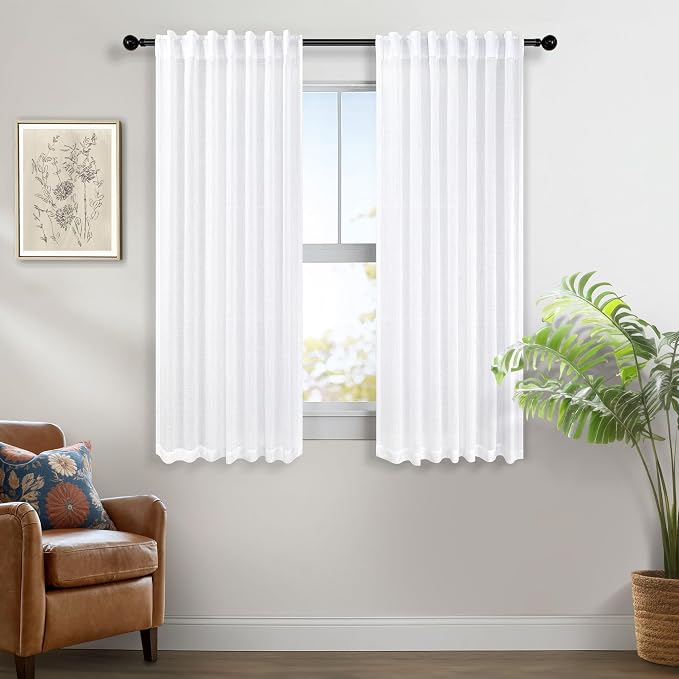 White Back Tab Curtains 45 Inch Length - Image 6