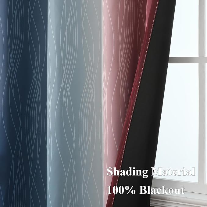 Estelar Textiler Burgundy Red and Navy Blue Ombre Blackout Curtains 84 Inches - Image 5