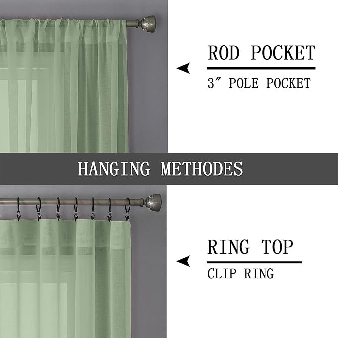 Tollpiz Sheer Curtains Living Room Linen Textured Curtain Sheers Light - Image 5