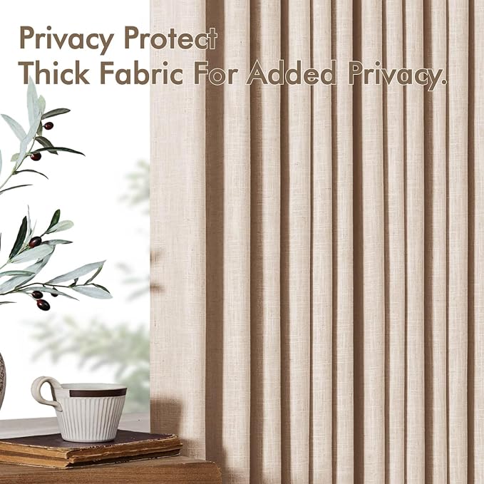 MIULEE Pinch Pleated Thick Linen Curtains 102 Inches Long 2 Panels - Image 7