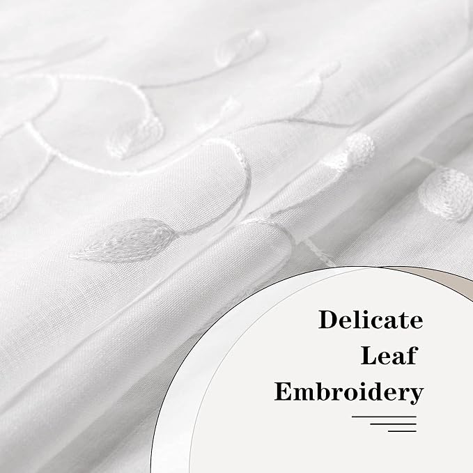 MRTREES Sheer Valance Curtain, 2 Panels Christmas Sheer Curtains Valances Rod - Image 3