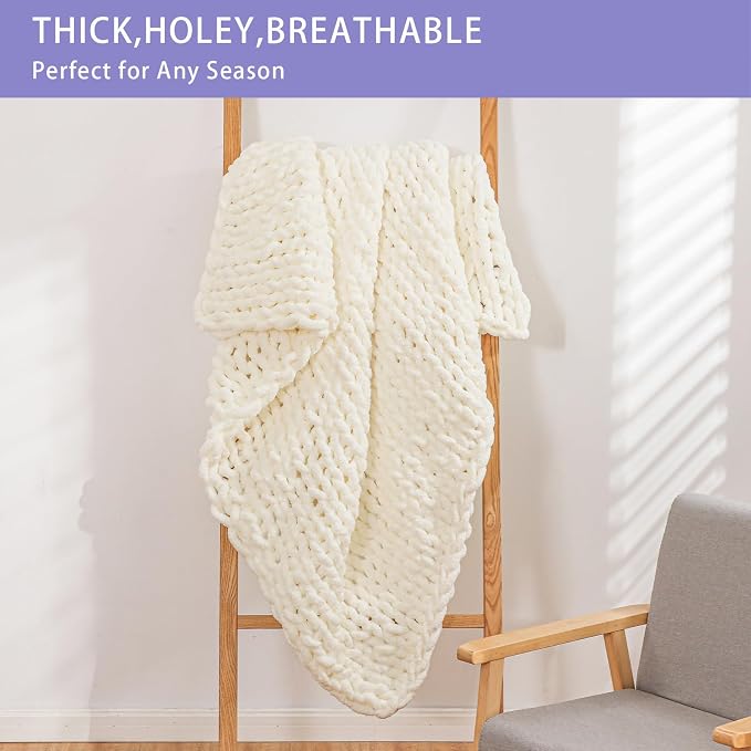 Bigacogo Chunky Knit Throw Blanket - Image 4